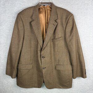 Brooks Brothers 48R Men's Wool Cashmere Blazer Brown Houndstooth Sport Coat